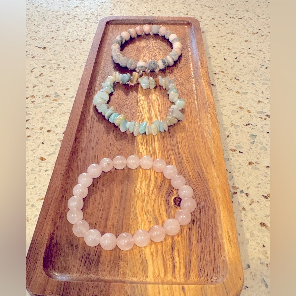 Set of 3 New Beaded Stretchy Bracelets - #10